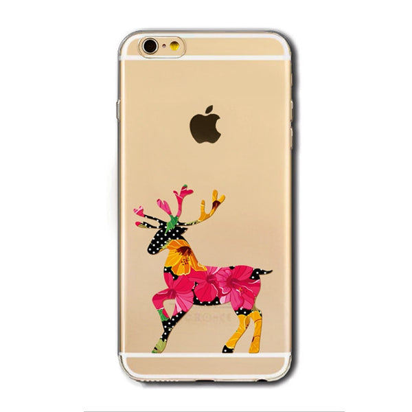 Christmas - deer flowers - transparent - phone cases - img1