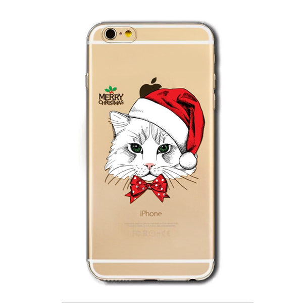 Christmas - cat - transparent - phone cases - img1