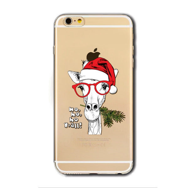 Christmas - giraffe - transparent - phone cases - img1